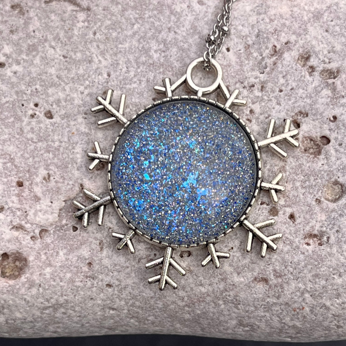 Jewelry by RPF  | Silver/Blue Jack Frost Snowflake Necklace